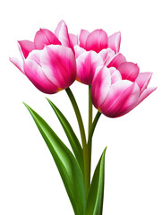 Fototapeta premium High-Quality PNG pink tulips bouquet on white background