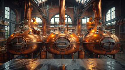 Copper Distillery Brewery Industrial Vintage Brewing Equipment Tanks