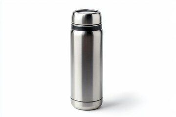 Isolated steel thermos on a white background with clipping path