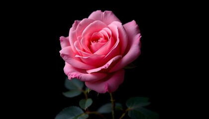 Vibrant pink roses are showcased against a black backdrop, making their colors pop in a visually appealing manner