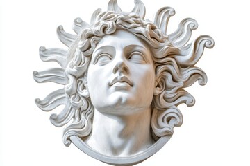 Obraz premium Isolated white gypsum replica of Apollo s head a Renaissance plaster sculpture of a male