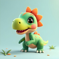 Fototapeta premium small baby dinosaur cartoon 3D character 