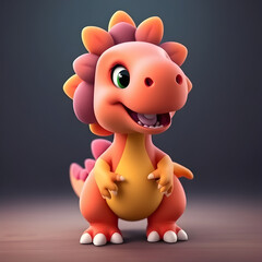 Naklejka premium small baby dinosaur cartoon 3D character 