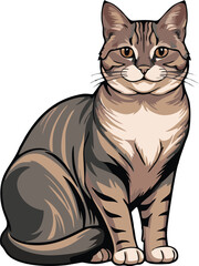 american shorthair cat vector illustration white background