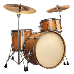 Obraz premium Wooden drum set with a white drum in the middle.