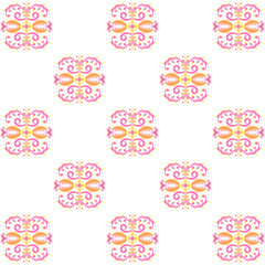 Designed tile vector seamless pattern in pink. Ornament background, backdrop, repeated print