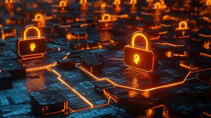 Data Protection and Encryption Background Animation