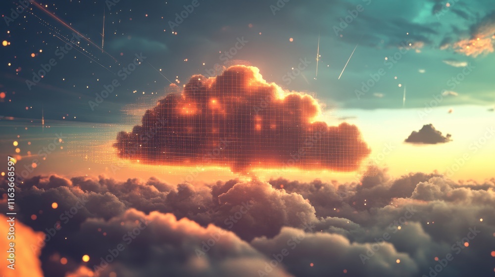 Poster digital cloud computing infrastructure with ambient light