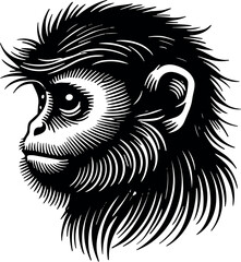 Pitheciidae Monkey vector black silhouette cricut design for T-shirt