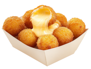 High-Quality PNG melted cheese balls appetizer in cardboard box