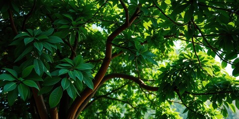Lush Green Canopy A Detailed Look at the Intricate Branches and Vibrant Foliage of a Tree
