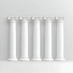 White Classical Columns 3D Render