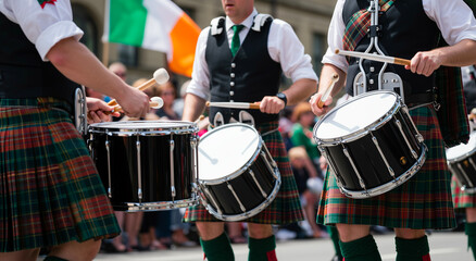 Drummers, street and music with drums, traditional instruments and performance for party,...