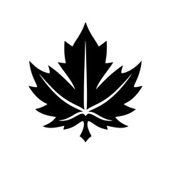Fototapeta premium Maple Leaf Silhouette in Bold Design, Simple black and white silhouette of a maple leaf, showcasing a clean and bold design with sharp edges and symmetry.