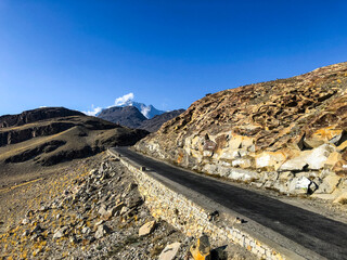 A road to the K2 peak, the second highest mountain in the world