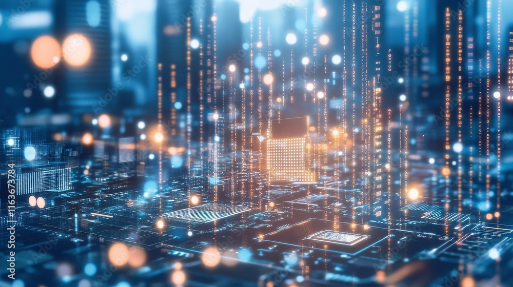 Poster dynamic microchip visuals in tech environment