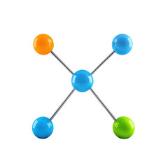 Obraz premium A colorful molecular model featuring four spheres connected by rods, representing a chemical structure.