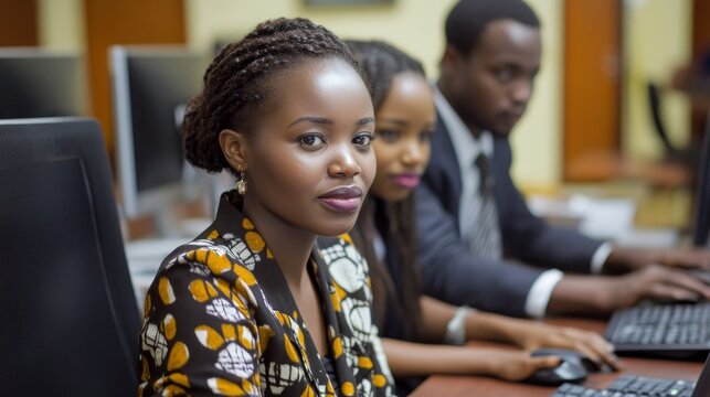 African Business Team Working On Computer, Generative AI