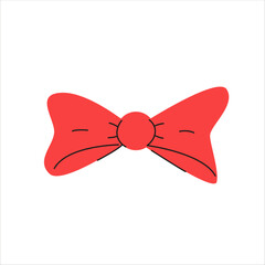 Cute red bow tie illustration. Birthday, Christmas, and Valentine's Day decoration.