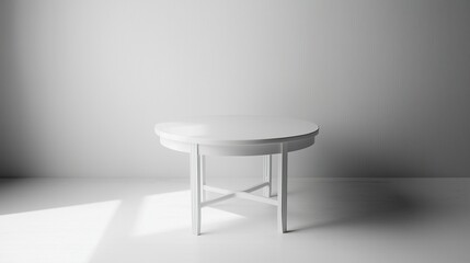 photo of simple white table in livingroom full size view with blank background for advertisement