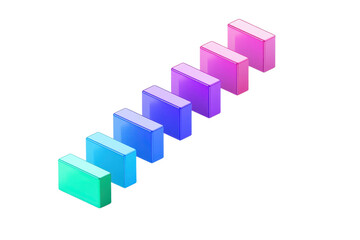 Obraz premium A series of colorful, three-dimensional blocks arranged in a gradient pattern, showcasing vibrant hues from green to pink.