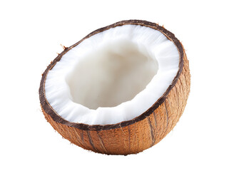 High-Quality PNG coconut half with white flesh on white background