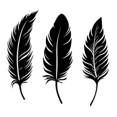Obraz premium Detailed Feather Silhouette in Minimal Style, Black and white silhouette of a detailed feather with intricate patterns, showcasing a clean and elegant minimalist design.
