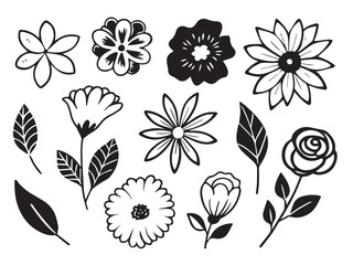 Obraz premium Flower element doodle hand drawn, cute icon, coloring book