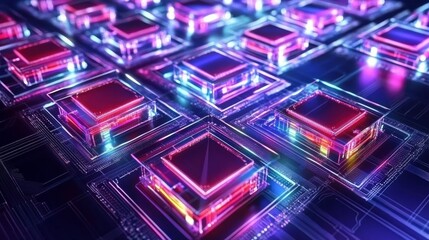 Interconnected Circuits in a Bright Tech Background