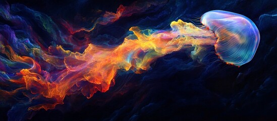 Fototapeta premium Abstract jellyfish with swirling colors.