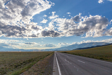 Chuisky tract (or Chuya Highway) near Kurai steppe, Altai republic, Russia