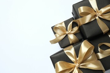 Beautiful gift boxes on white background