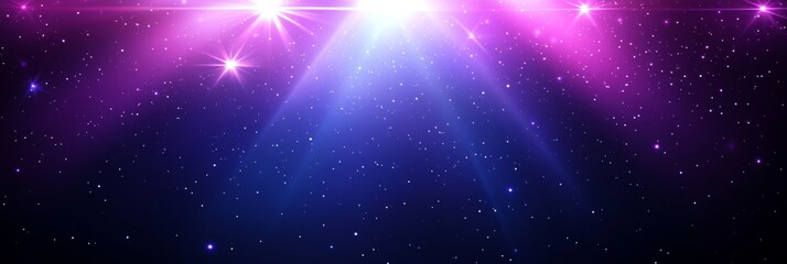 Naklejka premium Abstract Blue And Purple Glowing Background With Lighting Effects, Stars, And Bokeh Dust