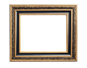 High-Quality PNG ornate gold and black picture frame on transparent background