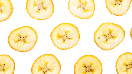 Pattern of Banana Slices Isolated On A White Background, PNG Transparent
