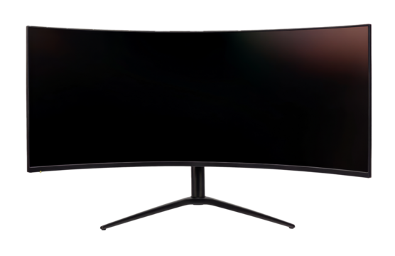 High-Quality PNG curved ultrawide monitor on white background