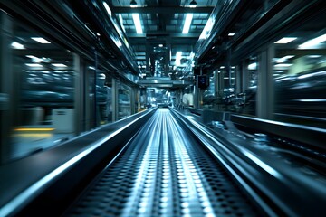 Obraz premium The subway train hurtles through the tunnel, a blur of motion beneath the city, connecting passengers to their destinations
