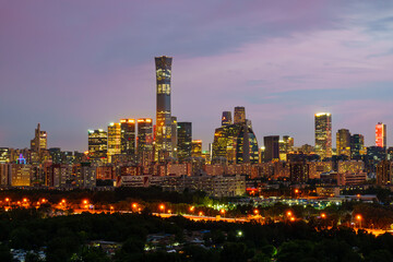 Fototapeta premium Night view of Beijing CBD area skyline