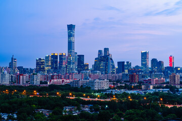 Night view of Beijing CBD area skyline