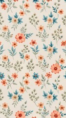 Delicate Vintage Floral Pattern with Soft Pastel Colors