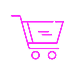 Shopping cart icon in vibrant pink outline style for e-commerce and online shopping
