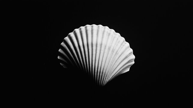 seashell on black background