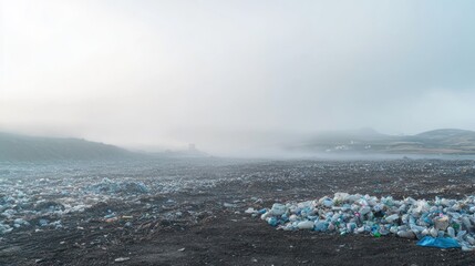Misty Landfill: A Haunting Panorama of Environmental Neglect