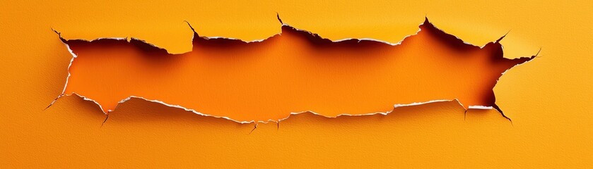 A torn paper effect revealing a vibrant orange background, perfect for creative projects.