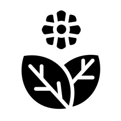 flowers and leaves solid icon