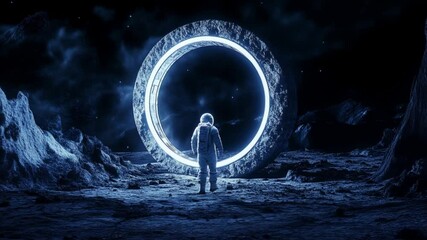 an astronaut walking on the planet 