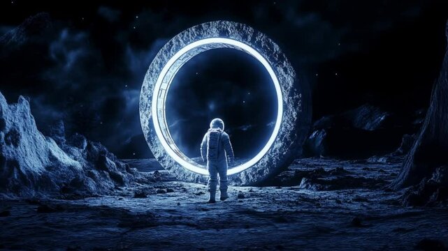 an astronaut walking on the planet 