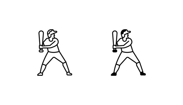 baseball player icon design with white background stock illustration
