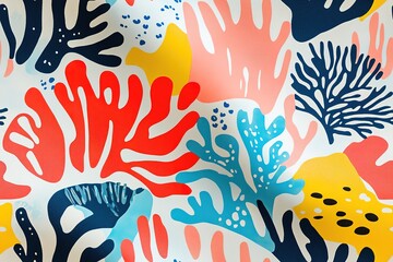 Vibrant Abstract Coral Reef Pattern Seamless Repeat