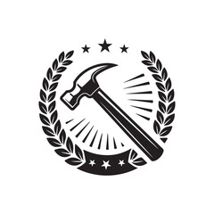 hammer silhouette vector clip art logo